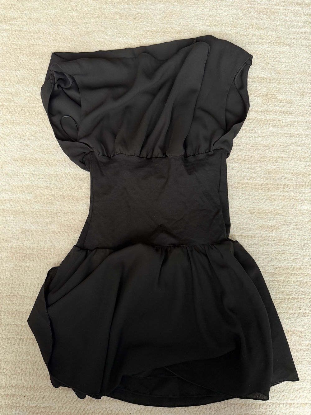 NWT Frankies Bikinis Silas Chiffon Mini Dress Black S Off Shoulder - Picture 4 of 7